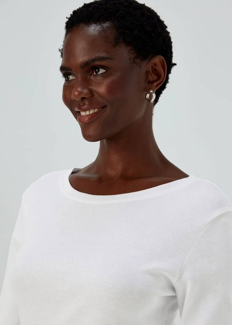 ماتلان تي شيرت أبيض بأكمام طويلة